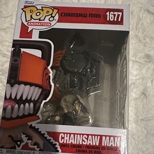 Funko Pop Chainsaw Man Figure with Orange and Black